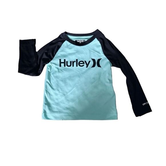 Hurley Teal Blue & Black Nike Dri-Fit Long Sleeve Shirt Size 2T - Picture 1 of 8